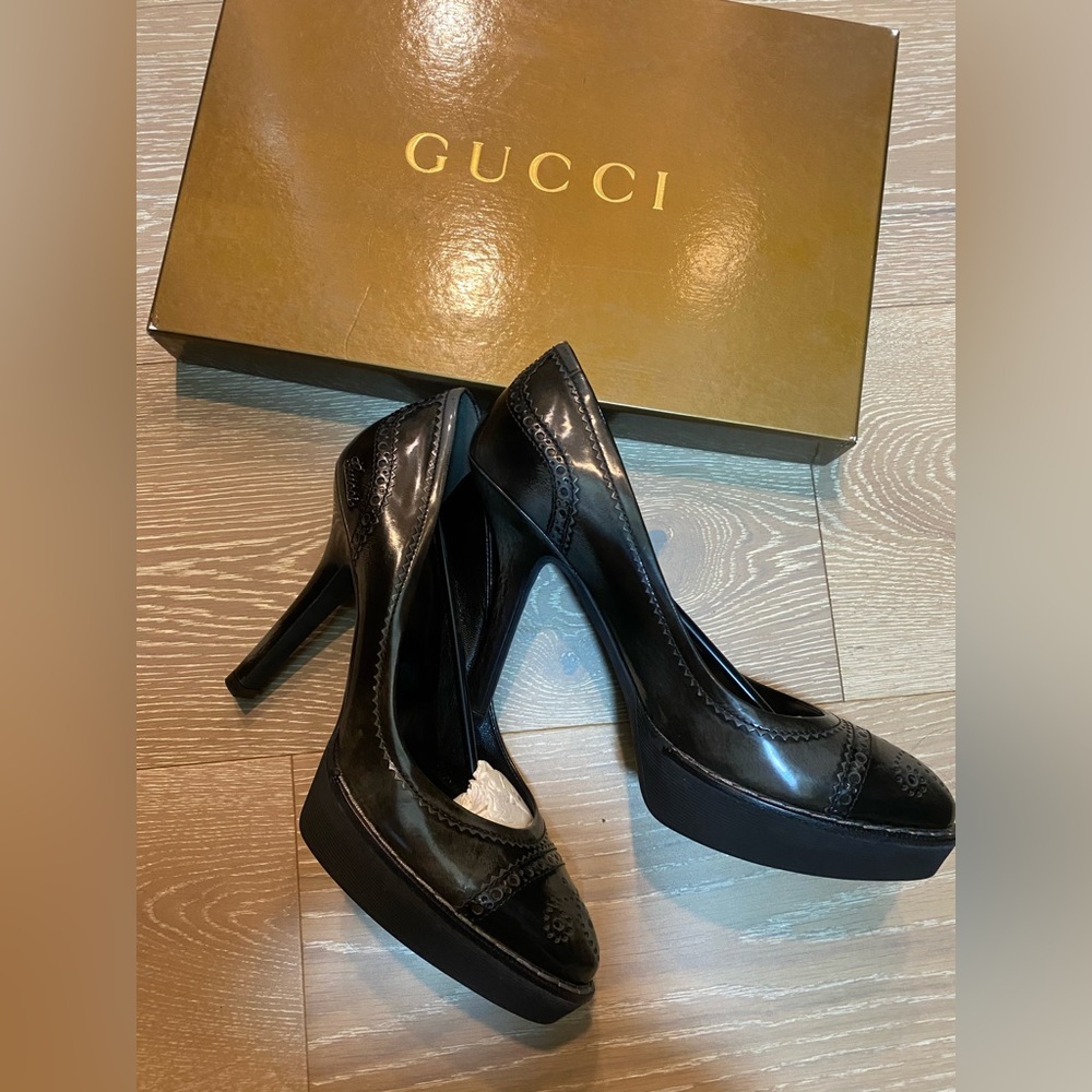Gucci Loafers Pimps 37.5 New in box black grey. old wimbledon - Picture 6 of 7